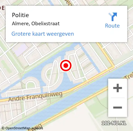 Locatie op kaart van de 112 melding: Politie Almere, Obelixstraat op 17 maart 2022 17:31
