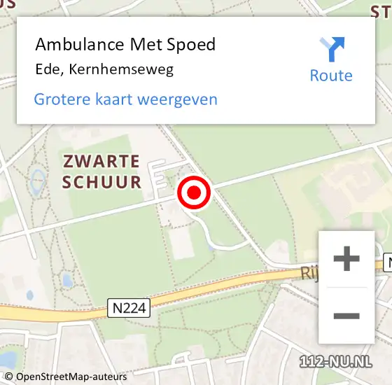 Locatie op kaart van de 112 melding: Ambulance Met Spoed Naar Ede, Kernhemseweg op 17 maart 2022 19:16