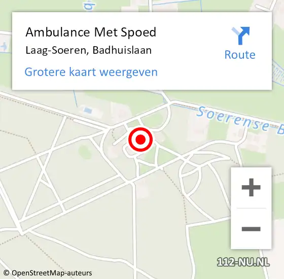 Locatie op kaart van de 112 melding: Ambulance Met Spoed Naar Laag-Soeren, Badhuislaan op 17 maart 2022 19:27