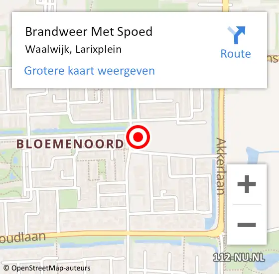 Locatie op kaart van de 112 melding: Brandweer Met Spoed Naar Waalwijk, Larixplein op 17 maart 2022 20:07