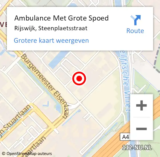Locatie op kaart van de 112 melding: Ambulance Met Grote Spoed Naar Rijswijk, Steenplaetsstraat op 17 maart 2022 20:40