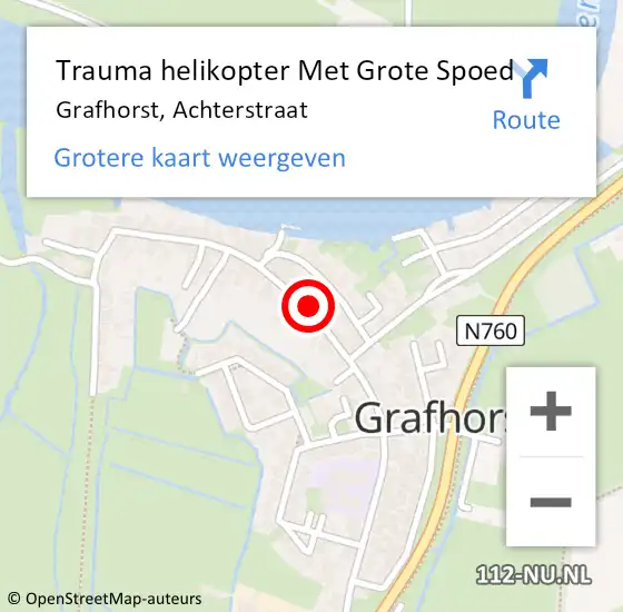 Locatie op kaart van de 112 melding: Trauma helikopter Met Grote Spoed Naar Grafhorst, Achterstraat op 17 maart 2022 21:08