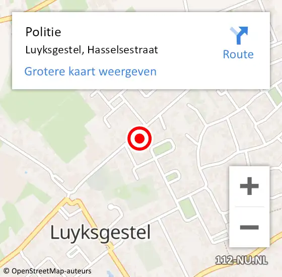 Locatie op kaart van de 112 melding: Politie Luyksgestel, Hasselsestraat op 18 maart 2022 08:53