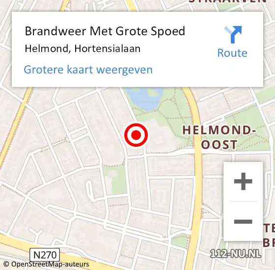 Locatie op kaart van de 112 melding: Brandweer Met Grote Spoed Naar Helmond, Hortensialaan op 18 maart 2022 10:09