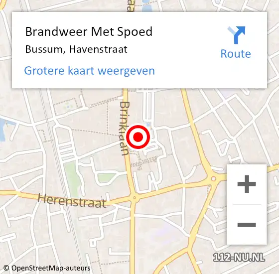 Locatie op kaart van de 112 melding: Brandweer Met Spoed Naar Bussum, Havenstraat op 18 maart 2022 10:32