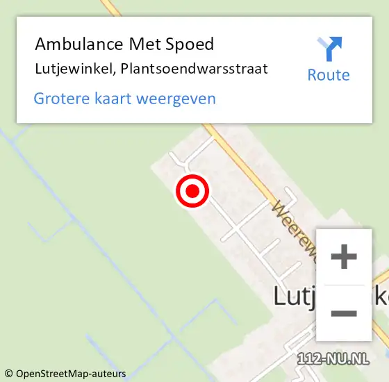 Locatie op kaart van de 112 melding: Ambulance Met Spoed Naar Lutjewinkel, Plantsoendwarsstraat op 18 maart 2022 10:59