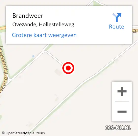 Locatie op kaart van de 112 melding: Brandweer Ovezande, Hollestelleweg op 18 maart 2022 11:07
