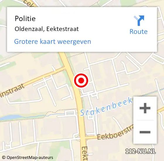 Locatie op kaart van de 112 melding: Politie Oldenzaal, Eektestraat op 18 maart 2022 13:42