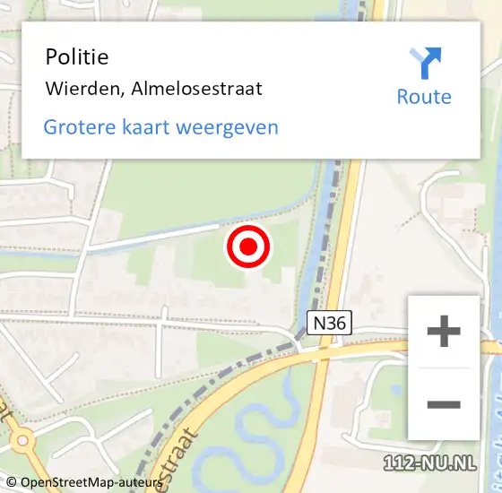 Locatie op kaart van de 112 melding: Politie Wierden, Almelosestraat op 18 maart 2022 14:11
