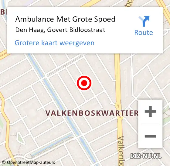 Locatie op kaart van de 112 melding: Ambulance Met Grote Spoed Naar Den Haag, Govert Bidloostraat op 18 maart 2022 15:12