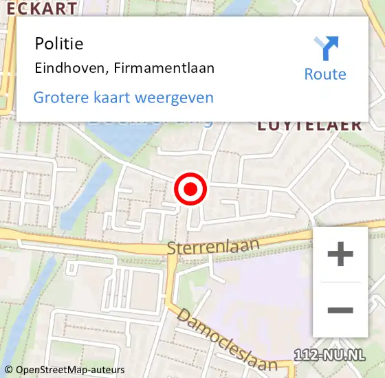 Locatie op kaart van de 112 melding: Politie Eindhoven, Firmamentlaan op 18 maart 2022 16:06