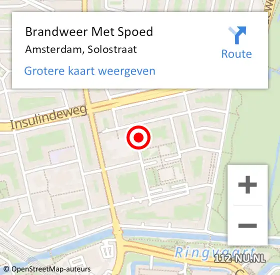 Locatie op kaart van de 112 melding: Brandweer Met Spoed Naar Amsterdam, Solostraat op 18 maart 2022 16:17
