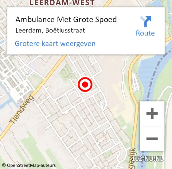 Locatie op kaart van de 112 melding: Ambulance Met Grote Spoed Naar Leerdam, Boëtiusstraat op 18 maart 2022 20:05