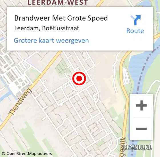Locatie op kaart van de 112 melding: Brandweer Met Grote Spoed Naar Leerdam, Boëtiusstraat op 18 maart 2022 20:32
