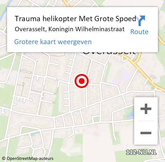 Locatie op kaart van de 112 melding: Trauma helikopter Met Grote Spoed Naar Overasselt, Koningin Wilhelminastraat op 18 maart 2022 20:33