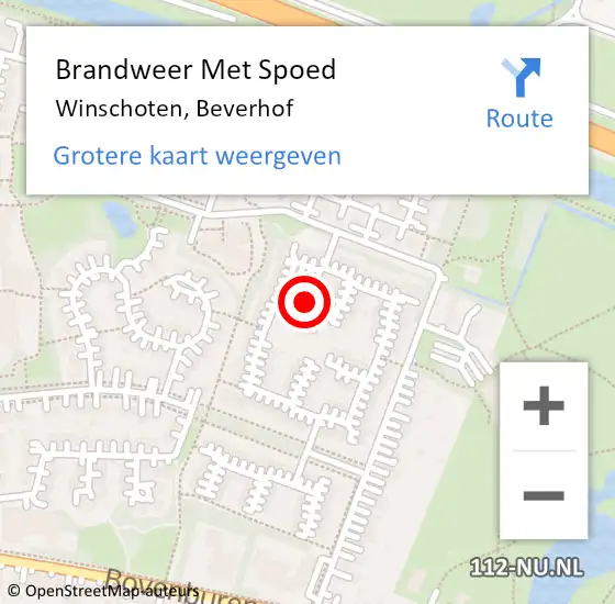 Locatie op kaart van de 112 melding: Brandweer Met Spoed Naar Winschoten, Beverhof op 18 maart 2022 21:51
