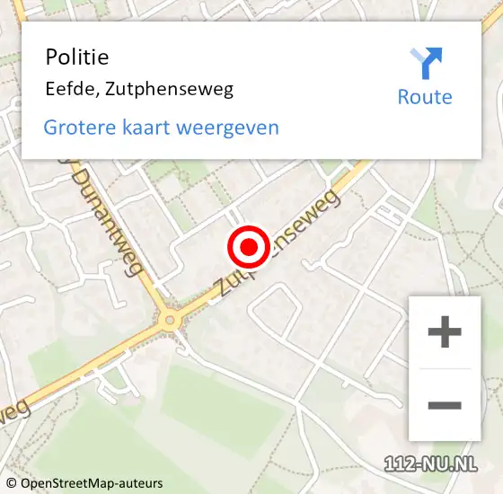 Locatie op kaart van de 112 melding: Politie Eefde, Zutphenseweg op 18 maart 2022 21:59