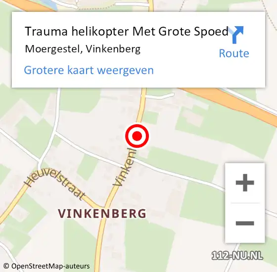 Locatie op kaart van de 112 melding: Trauma helikopter Met Grote Spoed Naar Moergestel, Vinkenberg op 18 maart 2022 22:48