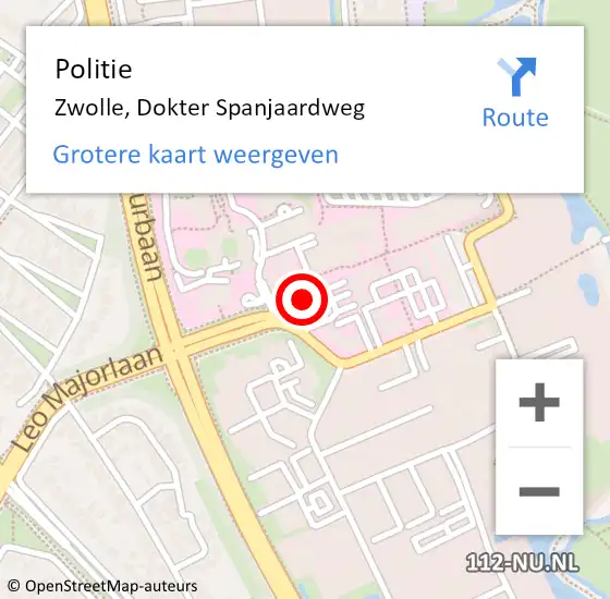 Locatie op kaart van de 112 melding: Politie Zwolle, Dokter Spanjaardweg op 19 maart 2022 01:24
