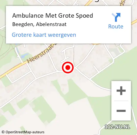 Locatie op kaart van de 112 melding: Ambulance Met Grote Spoed Naar Beegden, Abelenstraat op 19 maart 2022 06:51