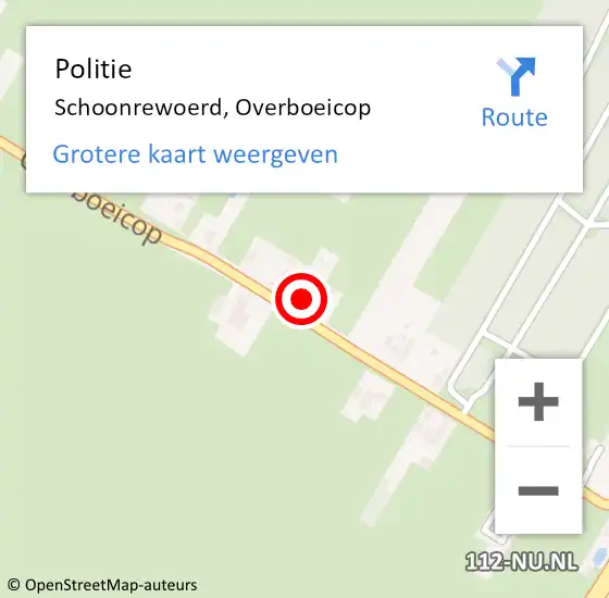 Locatie op kaart van de 112 melding: Politie Schoonrewoerd, Overboeicop op 19 maart 2022 09:34