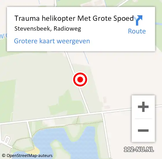 Locatie op kaart van de 112 melding: Trauma helikopter Met Grote Spoed Naar Stevensbeek, Radioweg op 19 maart 2022 10:46