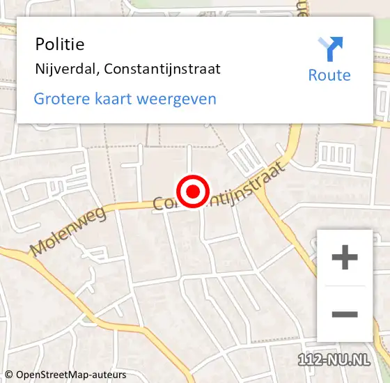 Locatie op kaart van de 112 melding: Politie Nijverdal, Constantijnstraat op 19 maart 2022 11:16
