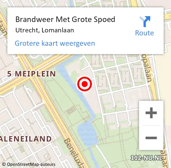 Locatie op kaart van de 112 melding: Brandweer Met Grote Spoed Naar Utrecht, Lomanlaan op 19 maart 2022 13:59