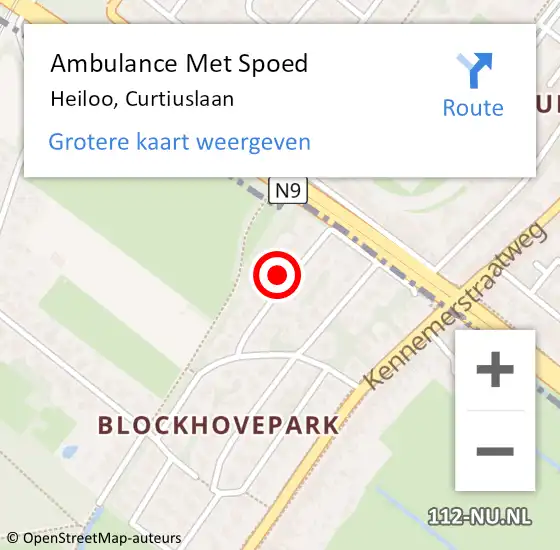 Locatie op kaart van de 112 melding: Ambulance Met Spoed Naar Heiloo, Curtiuslaan op 19 maart 2022 14:26