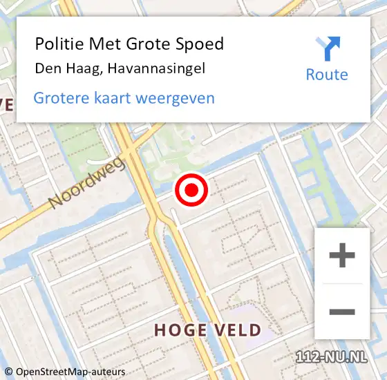 Locatie op kaart van de 112 melding: Politie Met Grote Spoed Naar Den Haag, Havannasingel op 19 maart 2022 15:58