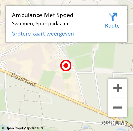 Locatie op kaart van de 112 melding: Ambulance Met Spoed Naar Swalmen, Sportparklaan op 19 maart 2022 16:07