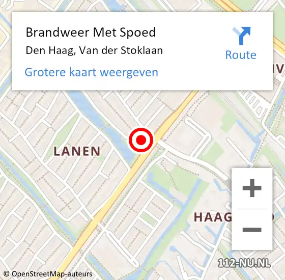 Locatie op kaart van de 112 melding: Brandweer Met Spoed Naar Den Haag, Van der Stoklaan op 19 maart 2022 18:35