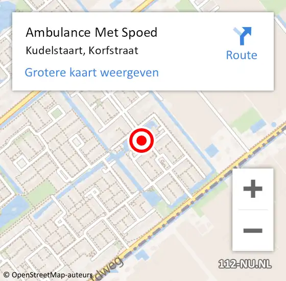 Locatie op kaart van de 112 melding: Ambulance Met Spoed Naar Kudelstaart, Korfstraat op 19 maart 2022 18:49