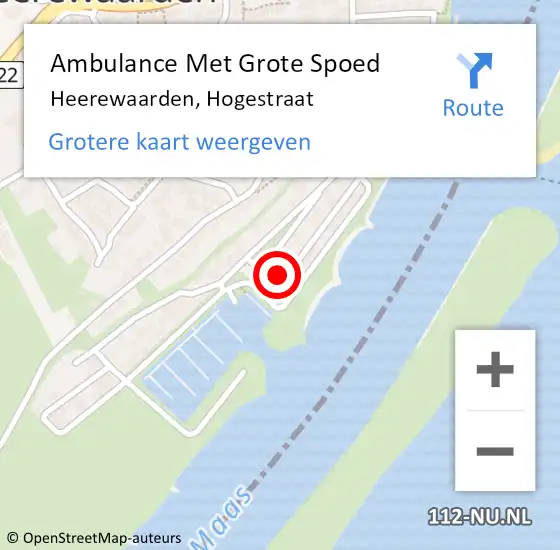 Locatie op kaart van de 112 melding: Ambulance Met Grote Spoed Naar Heerewaarden, Hogestraat op 19 maart 2022 19:56