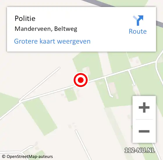 Locatie op kaart van de 112 melding: Politie Manderveen, Beltweg op 19 maart 2022 22:33