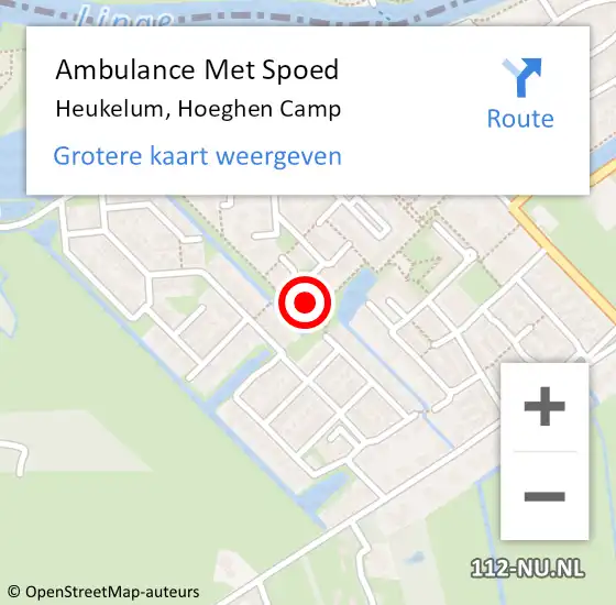 Locatie op kaart van de 112 melding: Ambulance Met Spoed Naar Heukelum, Hoeghen Camp op 19 maart 2022 23:30