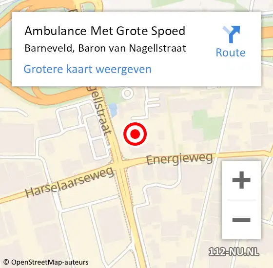 Locatie op kaart van de 112 melding: Ambulance Met Grote Spoed Naar Barneveld, Baron van Nagellstraat op 20 maart 2022 02:11