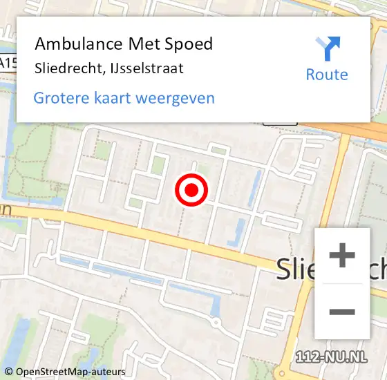 Locatie op kaart van de 112 melding: Ambulance Met Spoed Naar Sliedrecht, IJsselstraat op 20 maart 2022 08:44