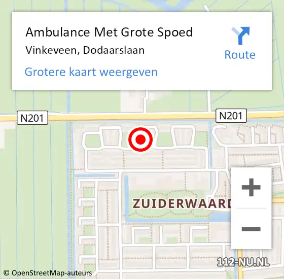 Locatie op kaart van de 112 melding: Ambulance Met Grote Spoed Naar Vinkeveen, Dodaarslaan op 20 maart 2022 10:24