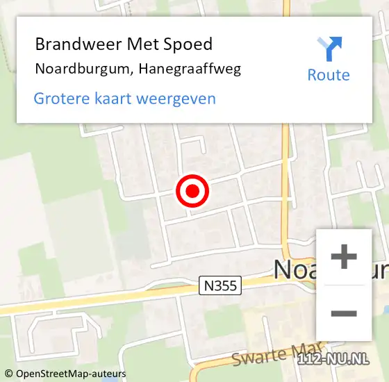 Locatie op kaart van de 112 melding: Brandweer Met Spoed Naar Noardburgum, Hanegraaffweg op 20 maart 2022 10:32