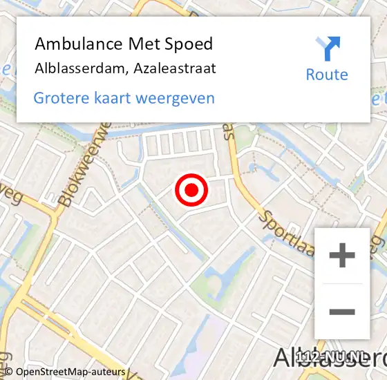Locatie op kaart van de 112 melding: Ambulance Met Spoed Naar Alblasserdam, Azaleastraat op 20 maart 2022 11:51