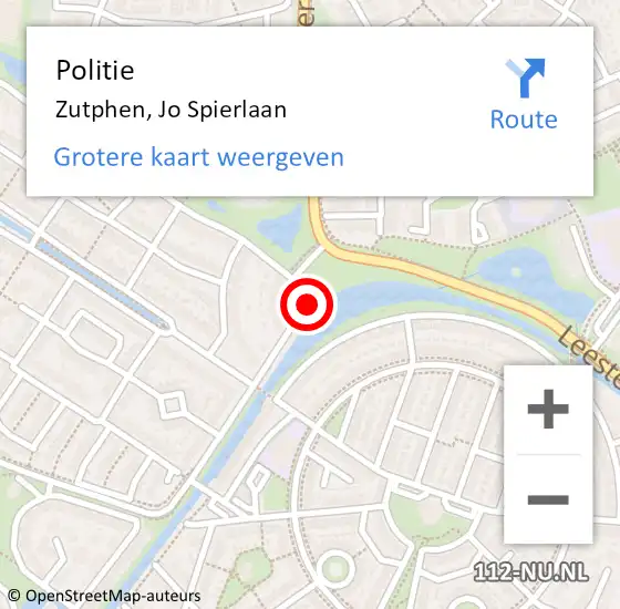 Locatie op kaart van de 112 melding: Politie Zutphen, Jo Spierlaan op 20 maart 2022 12:59