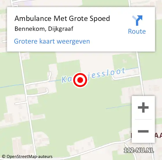 Locatie op kaart van de 112 melding: Ambulance Met Grote Spoed Naar Bennekom, Dijkgraaf op 20 maart 2022 15:07