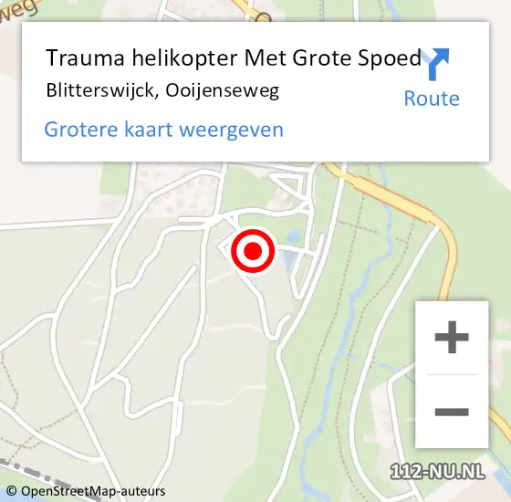 Locatie op kaart van de 112 melding: Trauma helikopter Met Grote Spoed Naar Blitterswijck, Ooijenseweg op 20 maart 2022 17:26