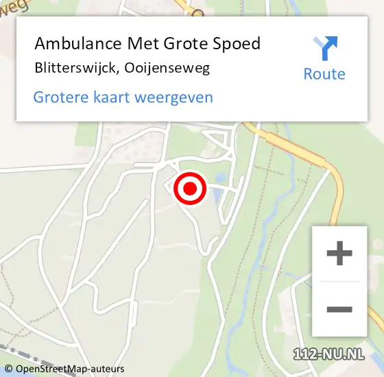 Locatie op kaart van de 112 melding: Ambulance Met Grote Spoed Naar Blitterswijck, Ooijenseweg op 20 maart 2022 17:26