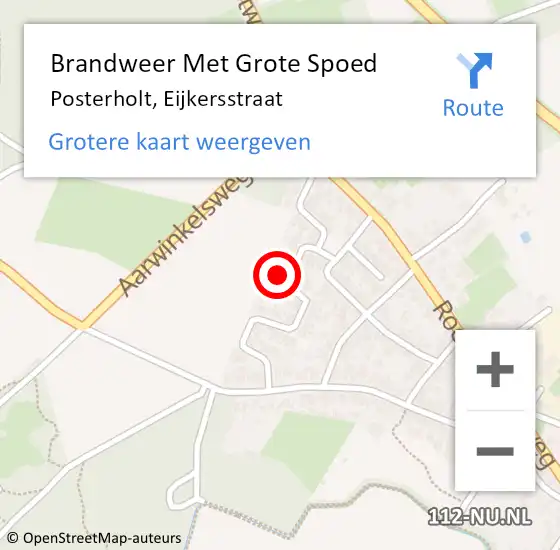 Locatie op kaart van de 112 melding: Brandweer Met Grote Spoed Naar Posterholt, Eijkersstraat op 20 maart 2022 17:55