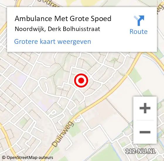 Locatie op kaart van de 112 melding: Ambulance Met Grote Spoed Naar Noordwijk, Derk Bolhuisstraat op 20 maart 2022 17:59