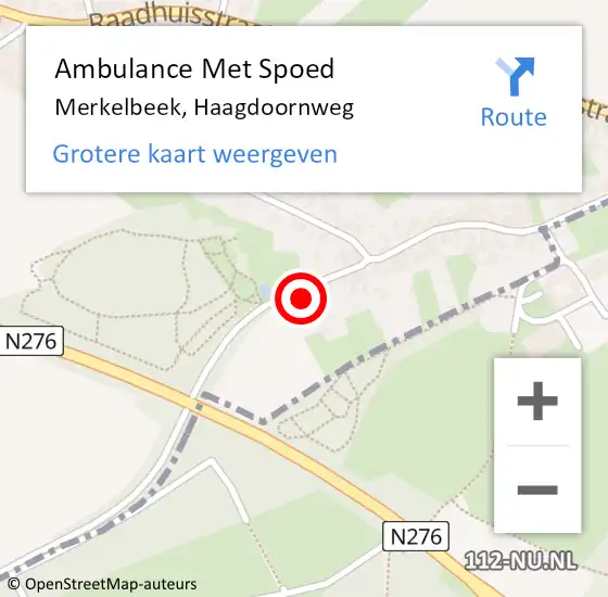 Locatie op kaart van de 112 melding: Ambulance Met Spoed Naar Merkelbeek, Haagdoornweg op 11 juli 2014 16:28