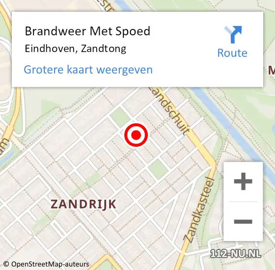 Locatie op kaart van de 112 melding: Brandweer Met Spoed Naar Eindhoven, Zandtong op 20 maart 2022 19:41