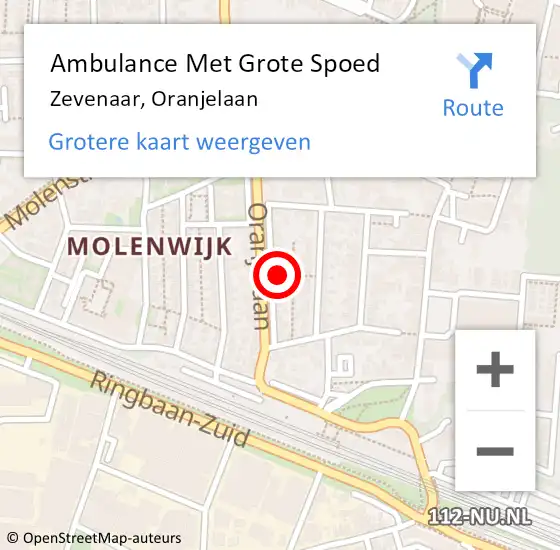 Locatie op kaart van de 112 melding: Ambulance Met Grote Spoed Naar Zevenaar, Oranjelaan op 20 maart 2022 20:47